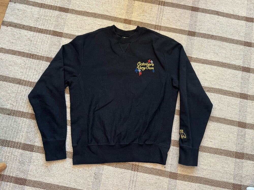 OVO Octobers Very Own Drake Pom Pom Crewneck Sweatshirt Small Black